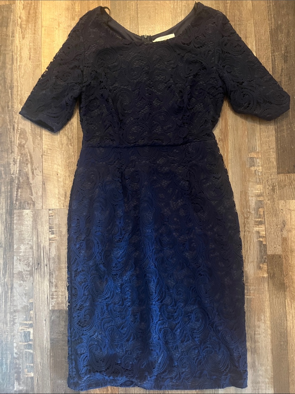 Navy Lace Sheath Dress - Classic Women's Dress